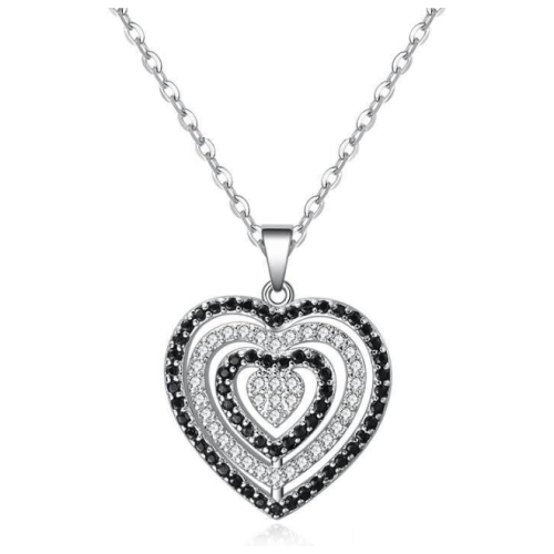 925 silver pendant pave heart charm